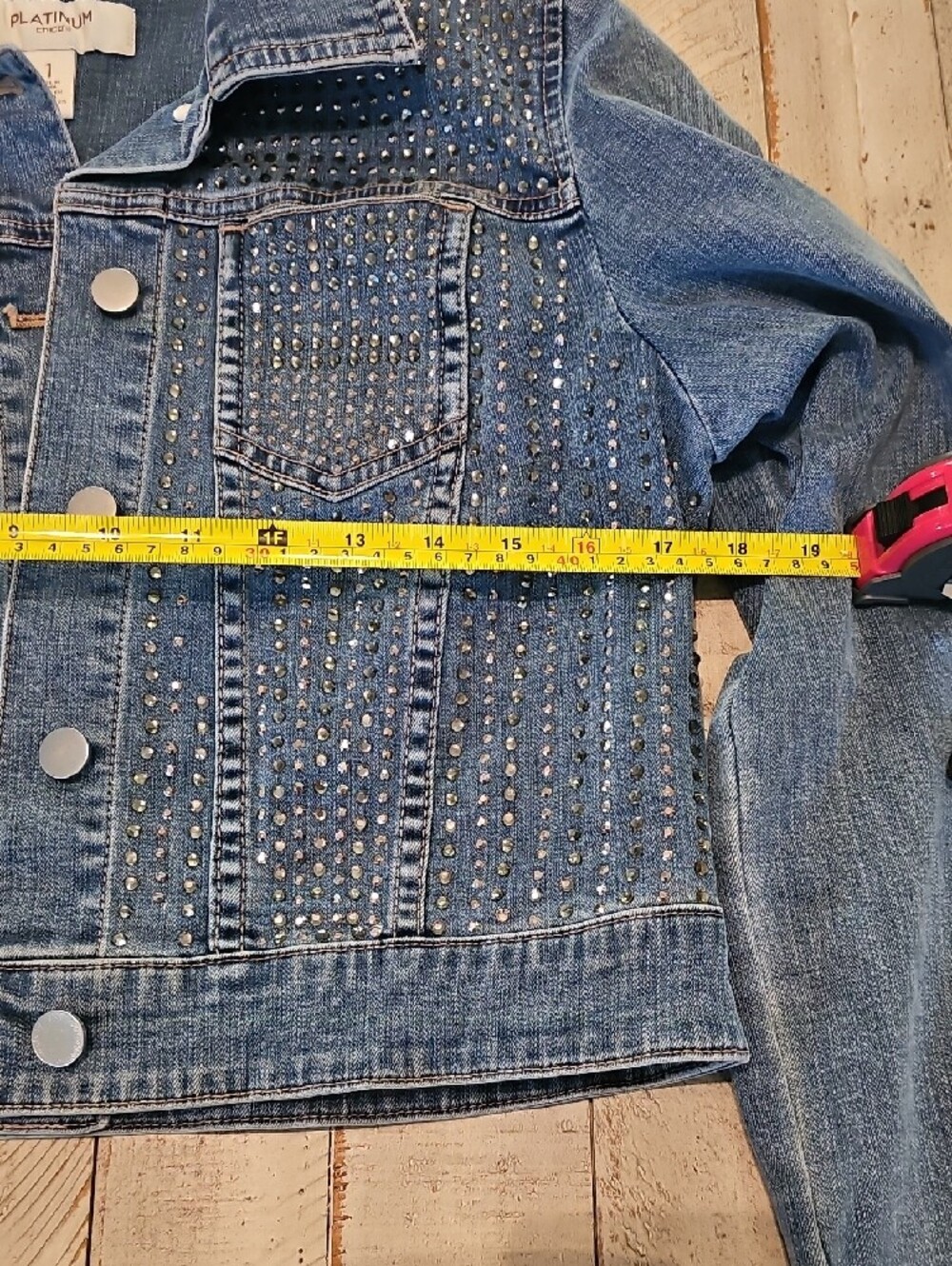 Chico's Platinum Blue Studded Denim Jacket - Picture 10 of 14